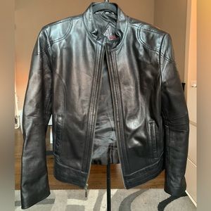 Women’s Black Leather Jacket Zippered